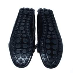 Pre Owned Louis Vuitton Black Patent Leather Logo Slip On Loafers Size 41