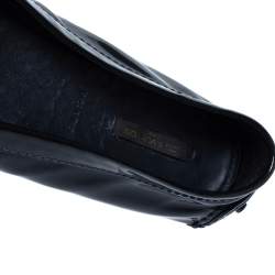 Pre Owned Louis Vuitton Black Patent Leather Logo Slip On Loafers Size 41