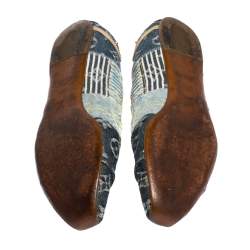 Pre Owned Louis Vuitton Blue Monogram Denim Ballet Flats Size 37.5