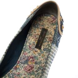 Pre Owned Louis Vuitton Blue Monogram Denim Ballet Flats Size 37.5