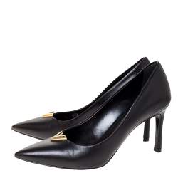 Pre Owned حذاء كعب عالي لوي فيتون "هارتبريكير" بمقدمة مدببة جلد أسود مقاس 36.5