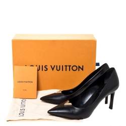 Pre Owned حذاء كعب عالي لوي فيتون "هارتبريكير" بمقدمة مدببة جلد أسود مقاس 36.5