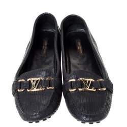 مملوكة مسبقًا Louis Vuitton Black Textured Leather Oxford Loafers Size 40