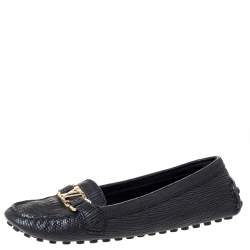 مملوكة مسبقًا Louis Vuitton Black Textured Leather Oxford Loafers Size 40