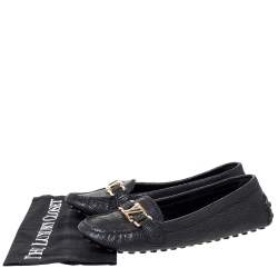 مملوكة مسبقًا Louis Vuitton Black Textured Leather Oxford Loafers Size 40