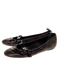 Pre Owned حذاء باليرينا فلات لوي فيتون "فلاور فيلط" جلد و كانفاس مونوغرامي مقاس 39.5