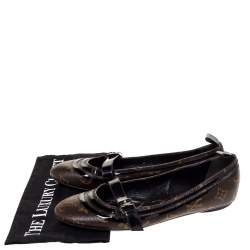 Pre Owned حذاء باليرينا فلات لوي فيتون "فلاور فيلط" جلد و كانفاس مونوغرامي مقاس 39.5