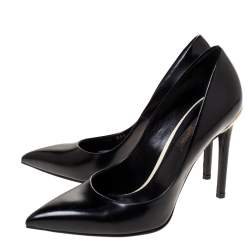 Pre Owned حذاء كعب عالي لوي فيتون بمقدمة مدببة جلد أسود مقاس 36