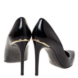 Pre Owned حذاء كعب عالي لوي فيتون بمقدمة مدببة جلد أسود مقاس 36