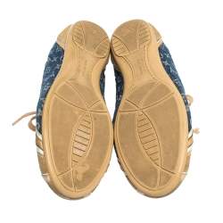 Louis Vuitton Blue/Beige Monogram Denim and Crocodile Impulsion Sneakers Size 40.5