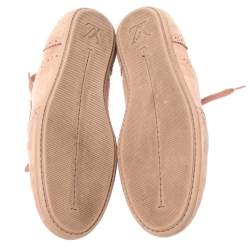 Louis Vuitton Light Peach Nubuck Leather Lace Up Brogue Sneakers Size 39.5