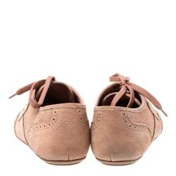 Louis Vuitton Light Peach Nubuck Leather Lace Up Brogue Sneakers Size 39.5