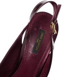 Pre Owned Louis Vuitton Amarante Monogram Vernis Pantheon Wedge Sandals Size 39