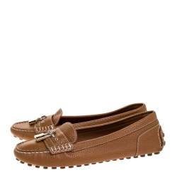 Pre Owned حذاء لوفرز لوي فيتون كلوز أب جلد بني مقاس 37