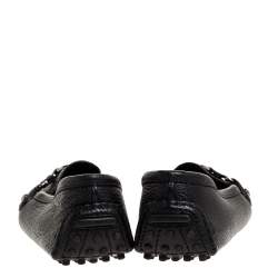 مملوكة مسبقًا حذاء لوفرز لوي فيتون جلد مزخرف زهور مونوغرامي أسود مقاس 38