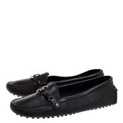 مملوكة مسبقًا حذاء لوفرز لوي فيتون جلد مزخرف زهور مونوغرامي أسود مقاس 38