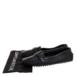 مملوكة مسبقًا حذاء لوفرز لوي فيتون جلد مزخرف زهور مونوغرامي أسود مقاس 38