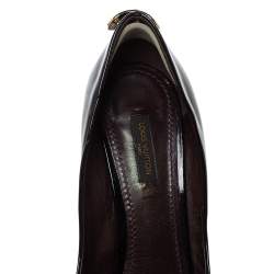 مملوكة مسبقًا  حذاء كعب عالي لوي فيتون "او ري الي!" بمقدمة مفتوحة و بنعل سميك جلد لامع أسود مقاس 38.5