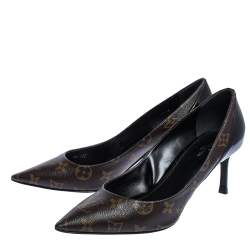 مملوكة مسبقًا حذاء كعب عالي لوي فيتون شاري كانفاس مونوغرامي أسود مقاس 40