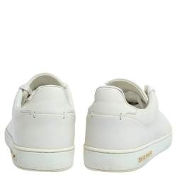 Louis Vuitton White Leather Frontrow Logo Embellished Lace Up Sneakers Size 37.5