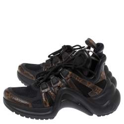 Pre Owned Louis Vuitton Black Monogram Canvas And Mesh LV Archlight Sneakers Size 38