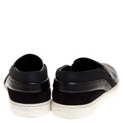 Louis Vuitton Black Patent And Leather Gold Studded Tempo Slip On Sneakers Size 35.5