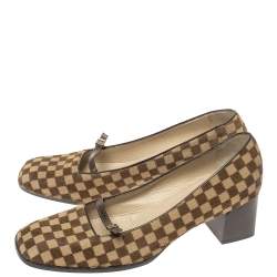 Louis Vuitton Brown/Beige Damier Pony Hair Pumps Size 38.5