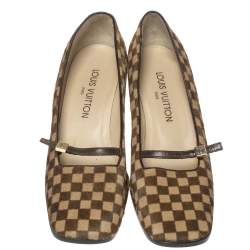 Louis Vuitton Brown/Beige Damier Pony Hair Pumps Size 38.5