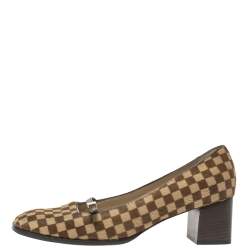 Louis Vuitton Brown/Beige Damier Pony Hair Pumps Size 38.5