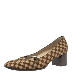 Louis Vuitton Brown/Beige Damier Pony Hair Pumps Size 38.5