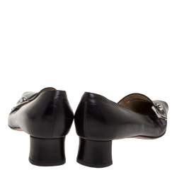 Louis Vuitton Black Leather Buckle Embellished Square Toe Pumps Size 38.5