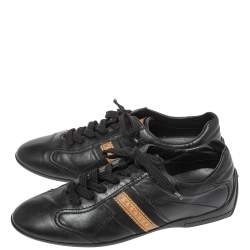 Louis Vuitton Black Leather Monogram Logo Bastia Sneakers Size 36.5