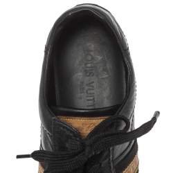 Louis Vuitton Black Leather Monogram Logo Bastia Sneakers Size 36.5