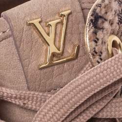 Louis Vuitton Beige Monogram Tweed & Nubuck Brea Sneaker Boots Size 38.5