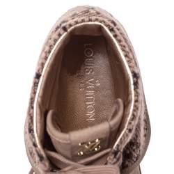 Louis Vuitton Beige Monogram Tweed & Nubuck Brea Sneaker Boots Size 38.5