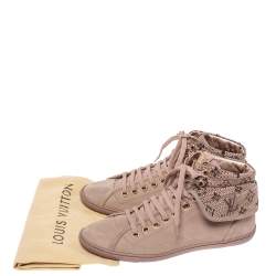 Louis Vuitton Beige Monogram Tweed & Nubuck Brea Sneaker Boots Size 38.5