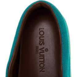 Louis Vuitton Turquoise Canvas and Monogram Canvas Tassel Destination Slip On Sneakers Size 39