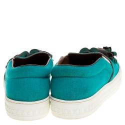 Louis Vuitton Turquoise Canvas and Monogram Canvas Tassel Destination Slip On Sneakers Size 39