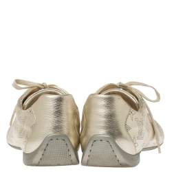 Pre Owned Louis Vuitton Metallic Gold Mahina Leather Trainers Sneakers Size 40.5