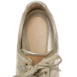 Pre Owned Louis Vuitton Metallic Gold Mahina Leather Trainers Sneakers Size 40.5