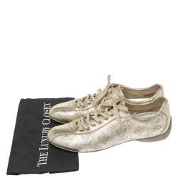 Pre Owned Louis Vuitton Metallic Gold Mahina Leather Trainers Sneakers Size 40.5