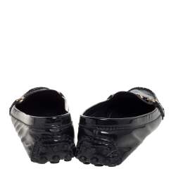 Pre Owned حذاء فلات باليه لوي فيتون أوكسفورد جلد لامع أخضر داكن مقاس 37