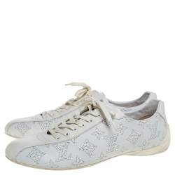 Louis Vuitton White Mahina Leather Low Top Sneakers Size 40.5