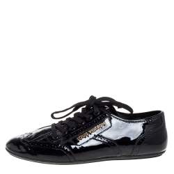 Louis Vuitton Black Patent Leather 'Lyrics' Brogue Sneakers Size 39