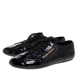 Louis Vuitton Black Patent Leather 'Lyrics' Brogue Sneakers Size 39