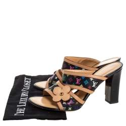 مملوكة مسبقًا صندل مول سلايد لوي فيتون حافة جلد وكانفاس مونوغرامى متعدد الألوان أسود مقاس 39