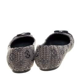 Pre Owned Louis Vuitton Grey Suede and Tweed Ballet Flats Size 40