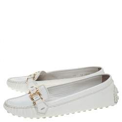 Pre Owned Louis Vuitton White Patent Leather Oxford Loafers Size 40