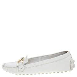 Pre Owned Louis Vuitton White Patent Leather Oxford Loafers Size 40