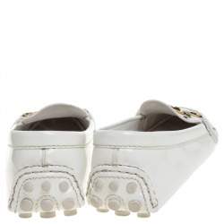 Pre Owned Louis Vuitton White Patent Leather Oxford Loafers Size 40